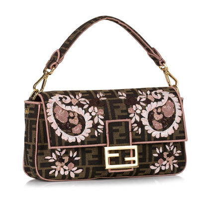Fendi Zucca Paisley Embroidery Baguette