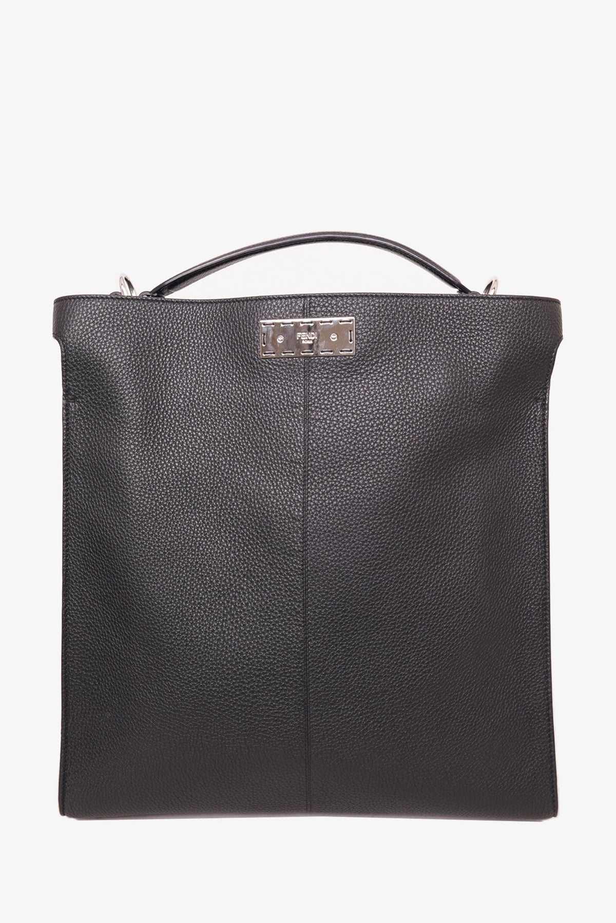 Fendi Black Leather Romano Peekaboo X-Lite Toto With Strap