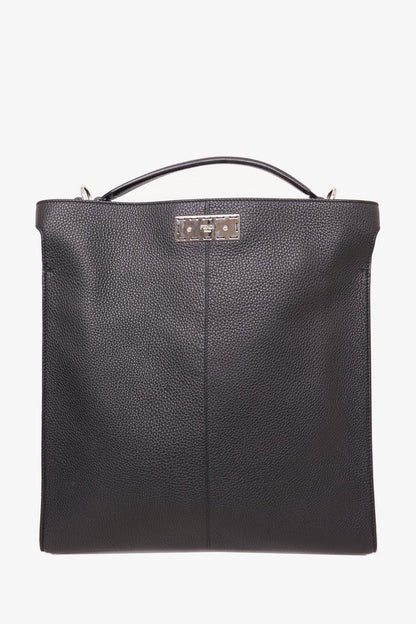 Fendi Black Leather Romano Peekaboo X-Lite Toto With Strap