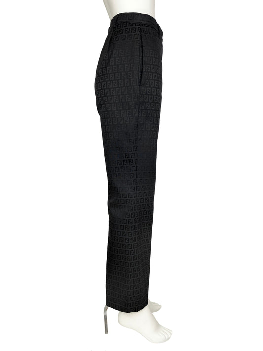 Fendi Vintage Black Monogram Pants 40