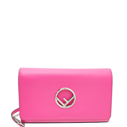 Fendi Fuchsia F Logo Wallet On Chain Clutch