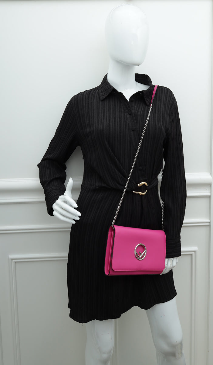 Fendi Fuchsia F Logo Wallet On Chain Clutch