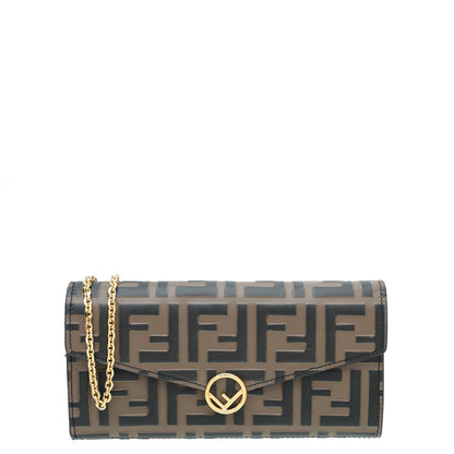 Fendi Tobacco FF Continental Chain Wallet