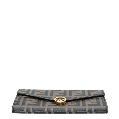 Fendi Tobacco FF Continental Chain Wallet