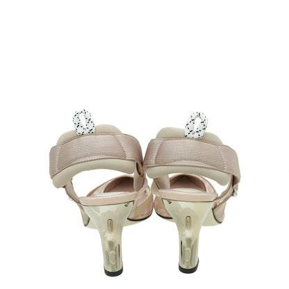 Fendi Beige Colibri Mesh Slingback Pump 37.5