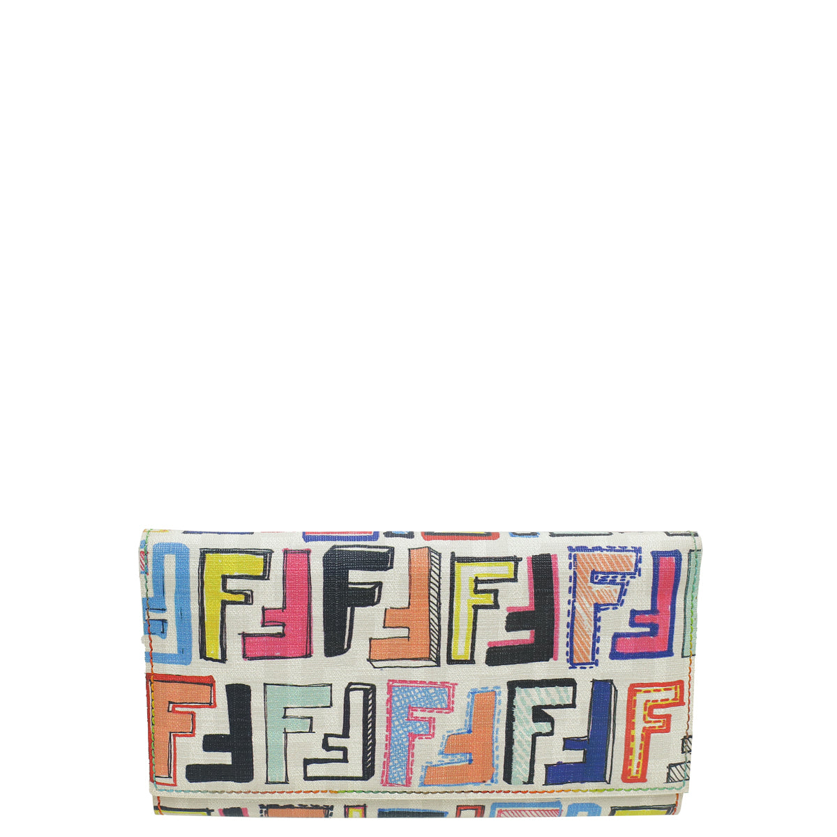 Fendi White Multicolor Zucca Continental Wallet