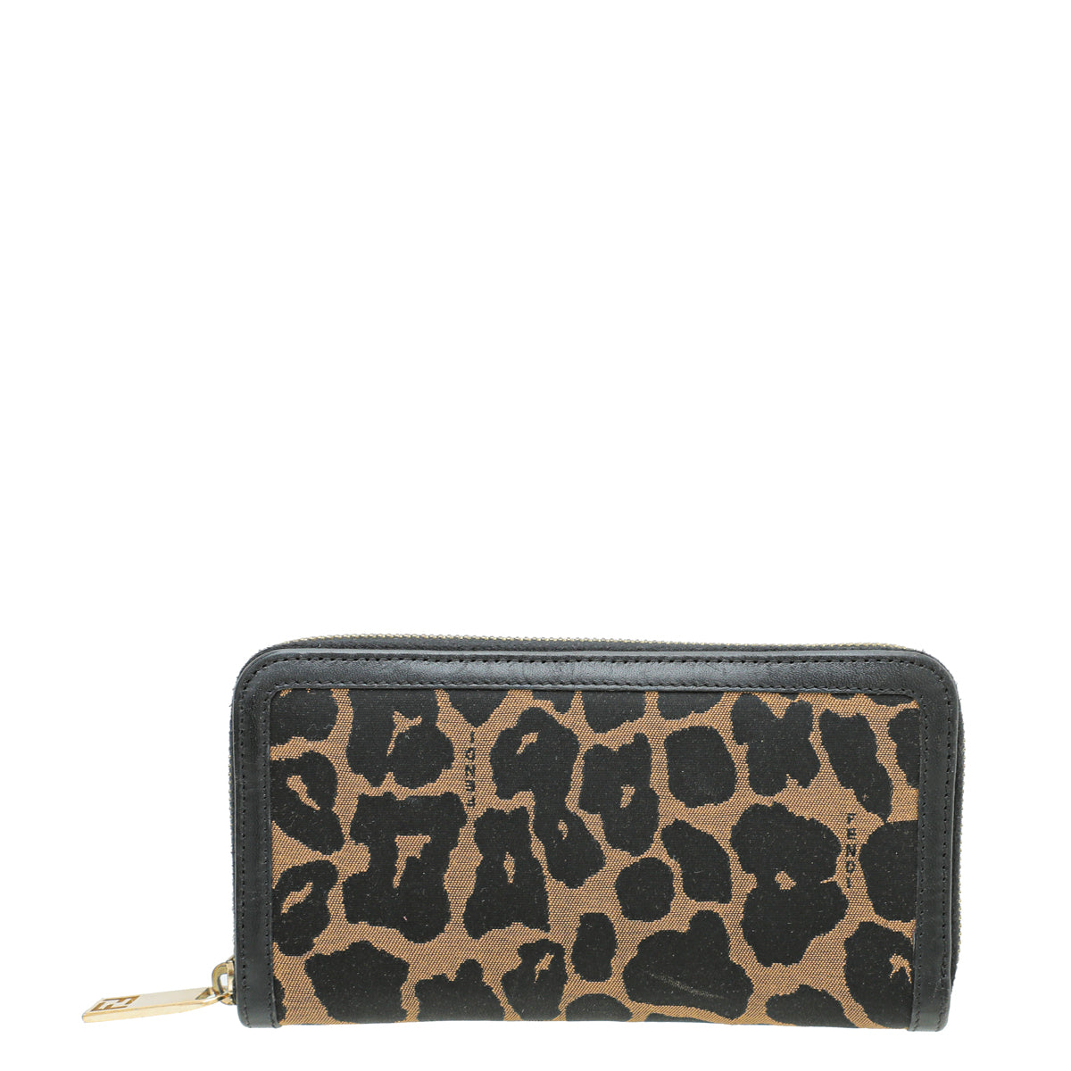 Fendi Bicolor Leopard Print Zip Around Wallet