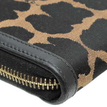 Fendi Bicolor Leopard Print Zip Around Wallet