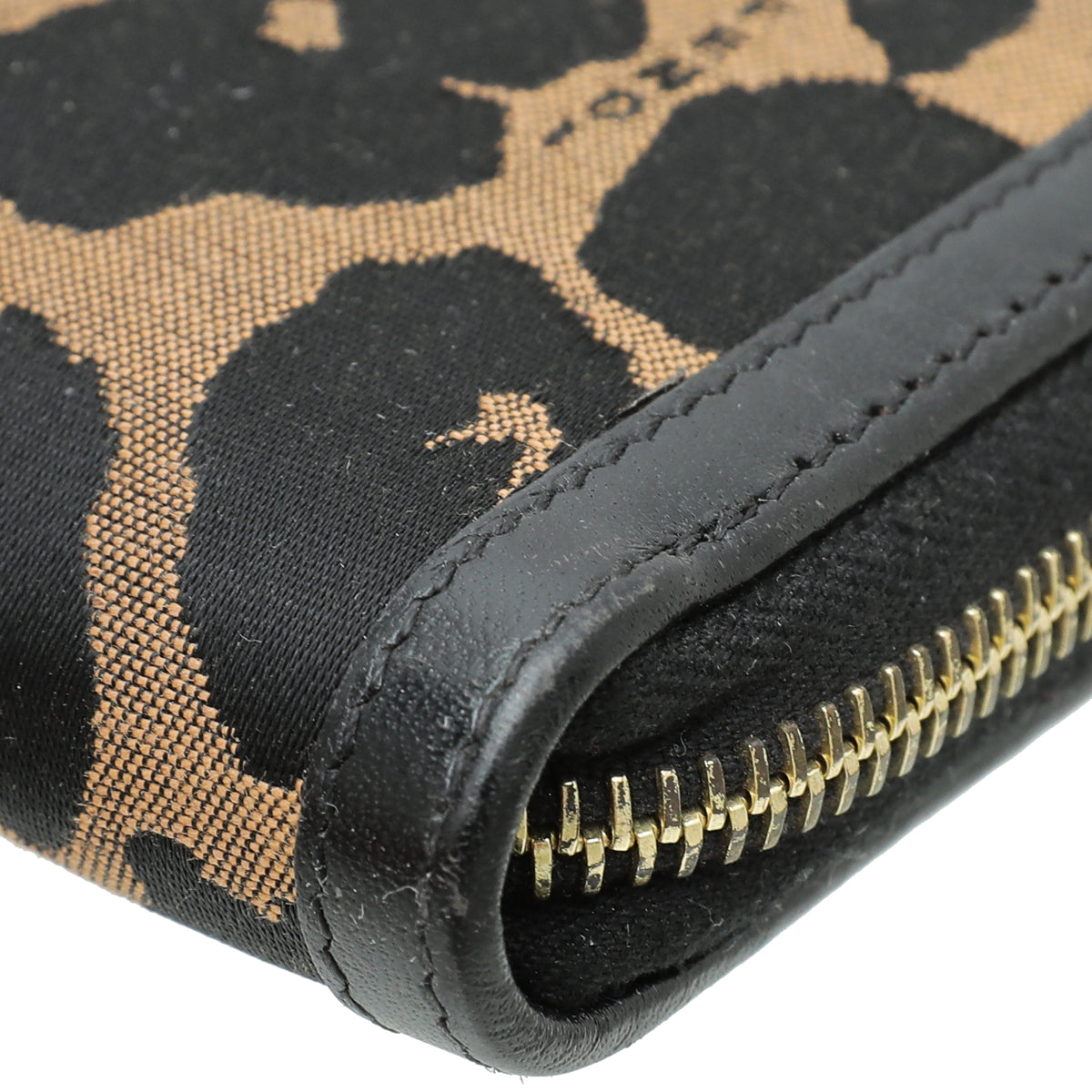 Fendi Bicolor Leopard Print Zip Around Wallet