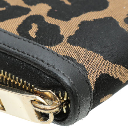 Fendi Bicolor Leopard Print Zip Around Wallet