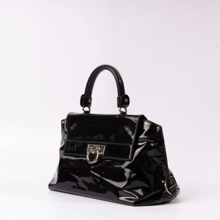 Ferragamo Sofia Patent Leather Top Handle Bag