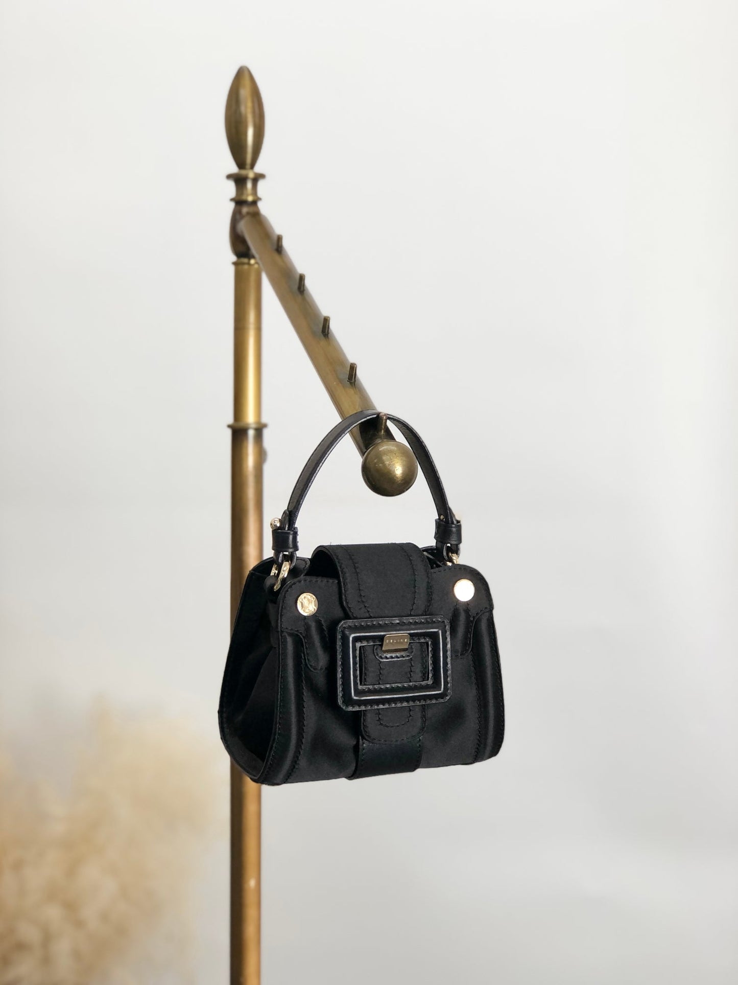 CELINE  Front Buckle Small Handbag Black Vintage wdsxbc