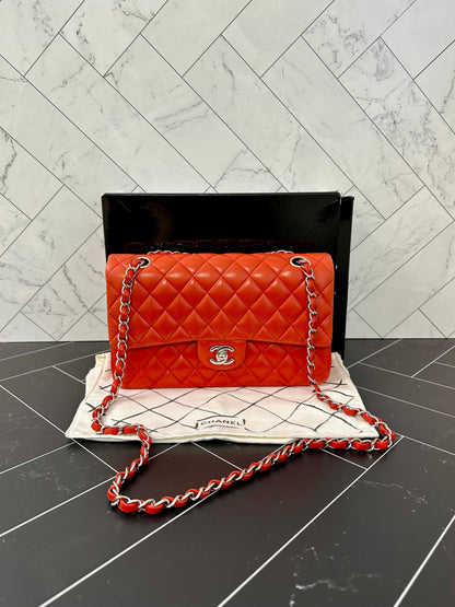 Chanel Valencia Orange Quilted Medium Double Flap Crossbody