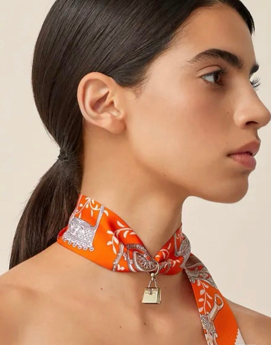 Hermès Top Kelly Pendant Light Rose Gold Necklace Charm Scarf Ring