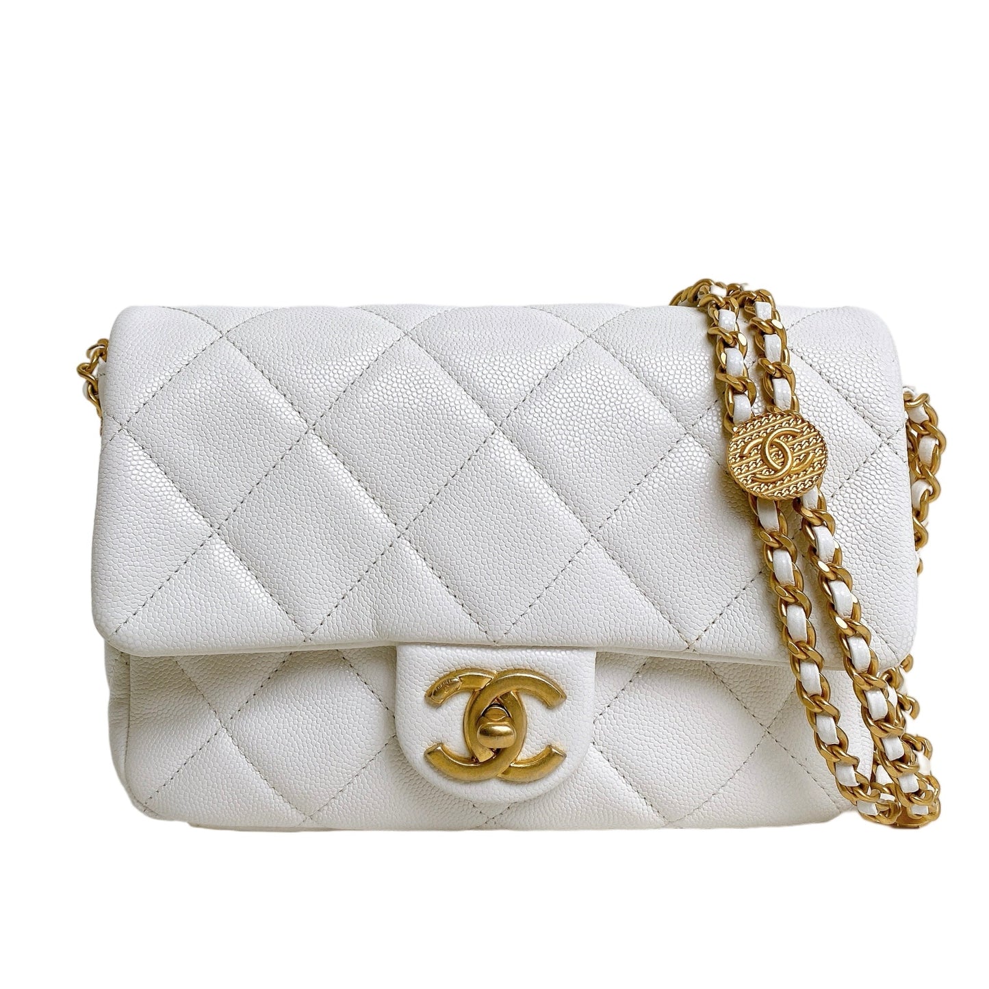 CHANEL FLAP COIN IN WHITE