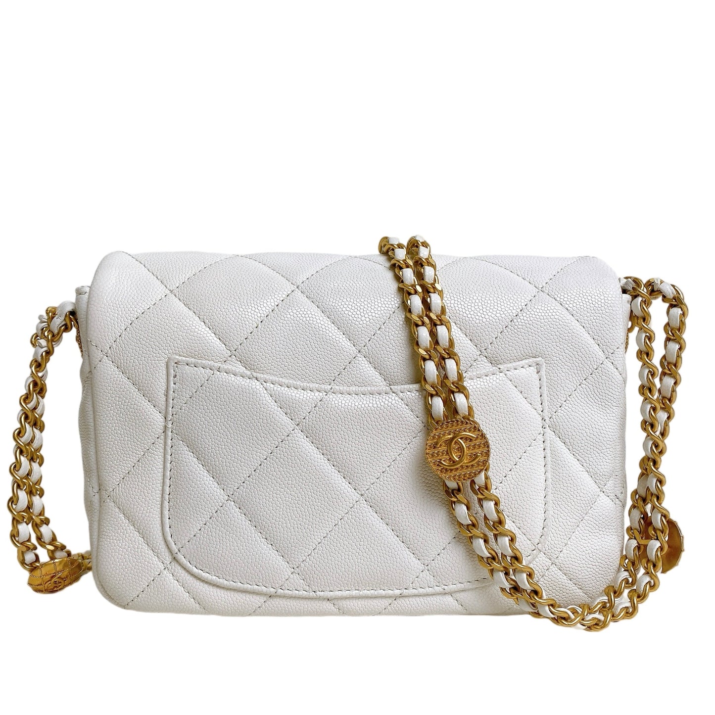 CHANEL FLAP COIN IN WHITE