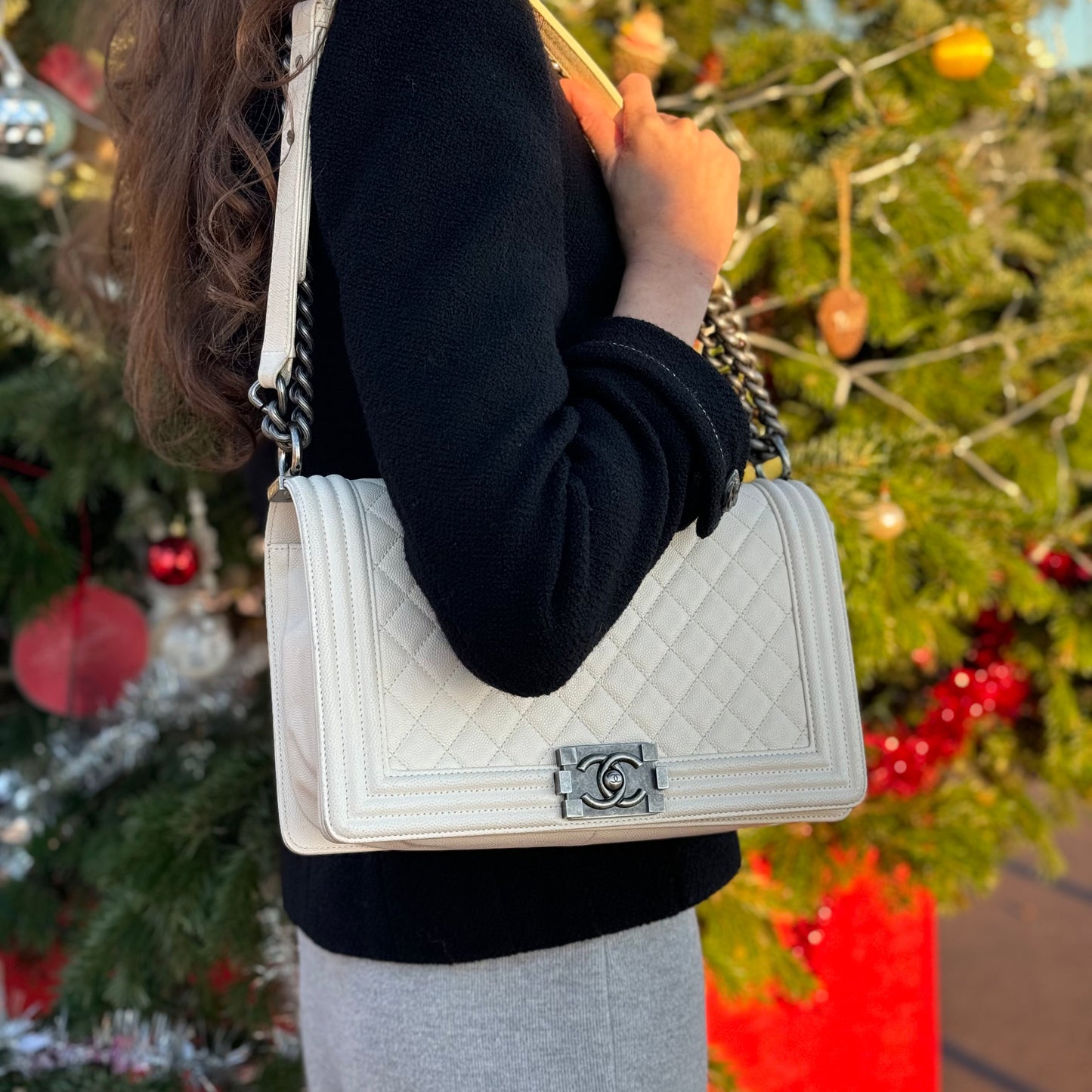 Chanel - Sac Boy allongé blanc