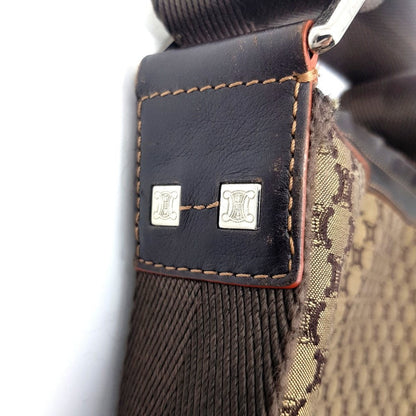 CELINE Shoulder Bag Canvas / leather Brown type Macadam all over pattern Shoulder Bag unisex Secondhand