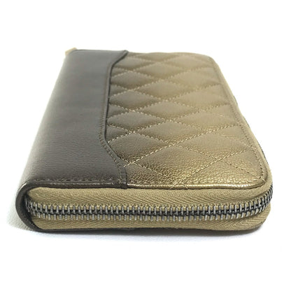 CHANEL Long Wallet Purse lambskin Gold x Brown Gradation Matrasse Women