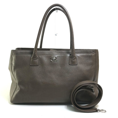 CHANEL Tote Bag A15206 Calf leather Brown type CC COCO Mark Executive Women Used