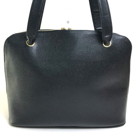 CHANEL Shoulder Bag Caviar skin black vintage COCO Mark CC Women Used