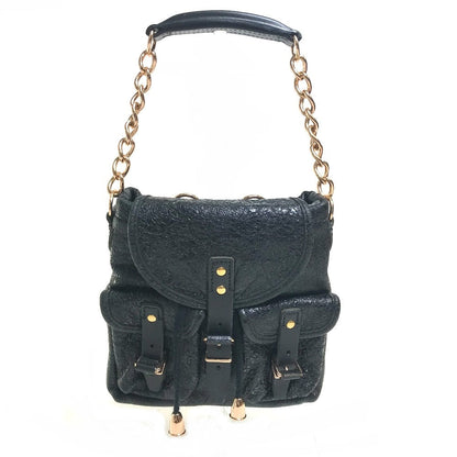 BALENCIAGA Handbag 128520 Embossed leather black One handle Chain Women