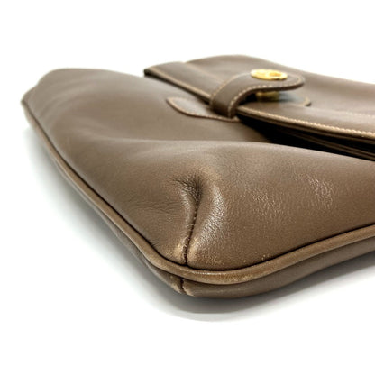 CELINE Shoulder Bag leather Brown logoMetal vintage Women Used