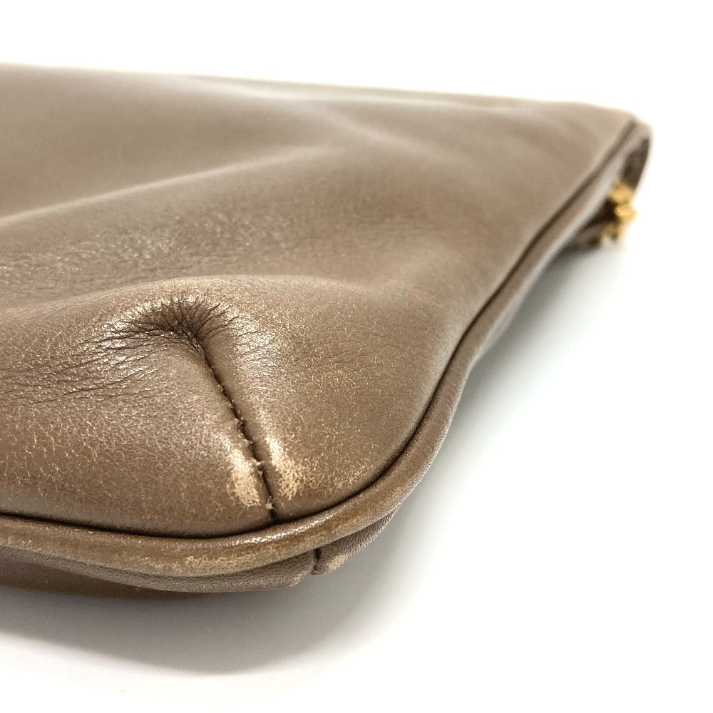 CELINE Shoulder Bag leather Brown logoMetal vintage Women Used