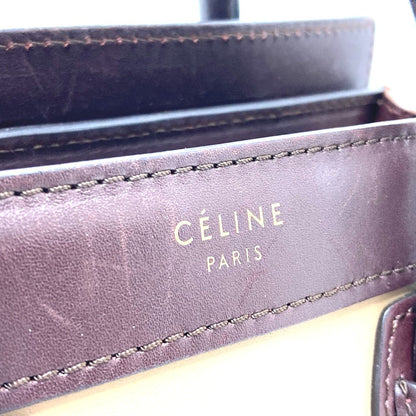 CELINE Handbag 168243 Leather / suede Brown x beige luggage nano shopper Women Secondhand