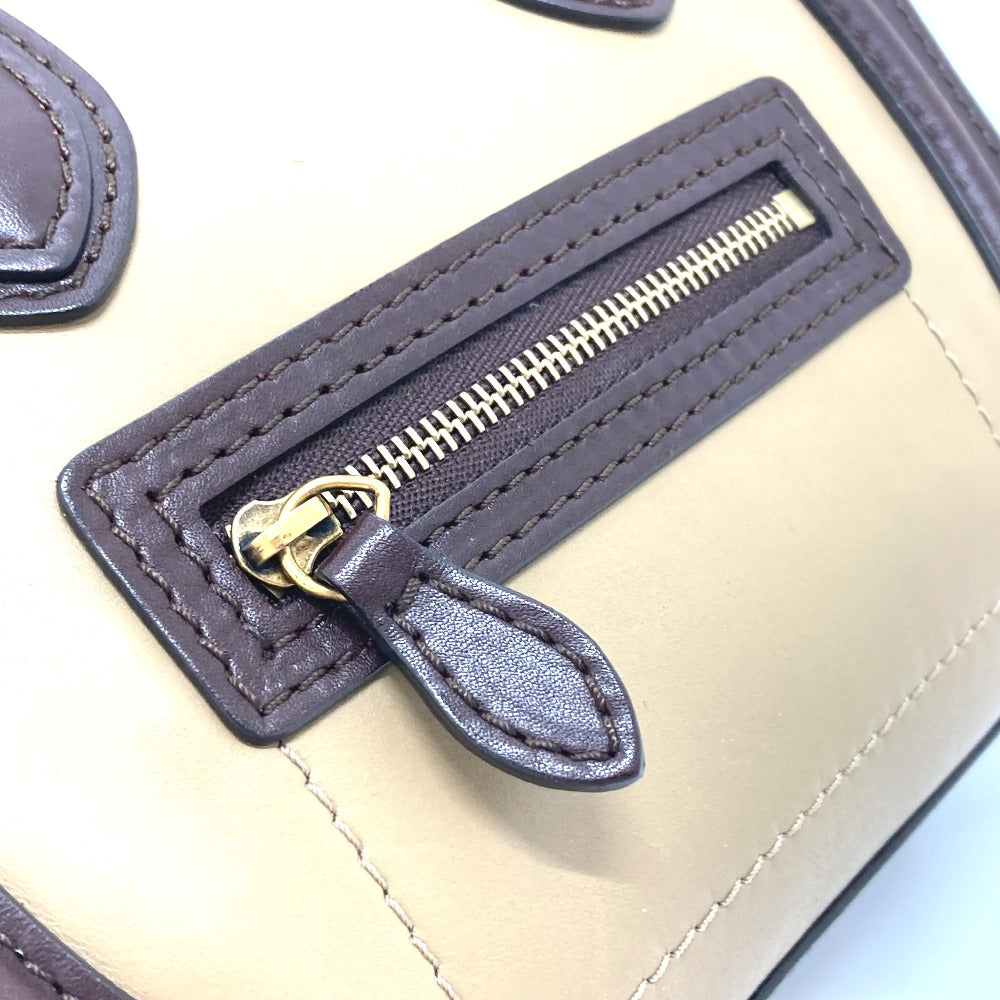 CELINE Handbag 168243 Leather / suede Brown x beige luggage nano shopper Women Secondhand