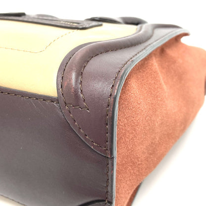 CELINE Handbag 168243 Leather / suede Brown x beige luggage nano shopper Women Secondhand