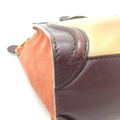 CELINE Handbag 168243 Leather / suede Brown x beige luggage nano shopper Women Secondhand