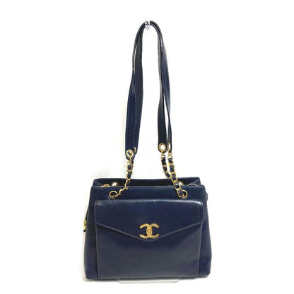 CHANEL Shoulder Bag lambskin Navy CC COCO Mark Coco ball Women Used