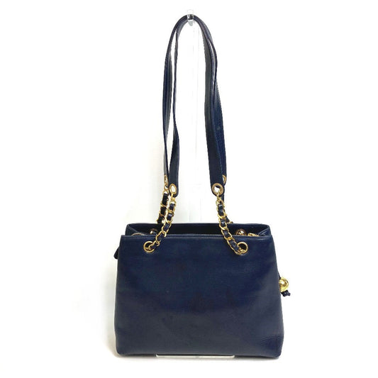 CHANEL Shoulder Bag lambskin Navy CC COCO Mark Coco ball Women Used