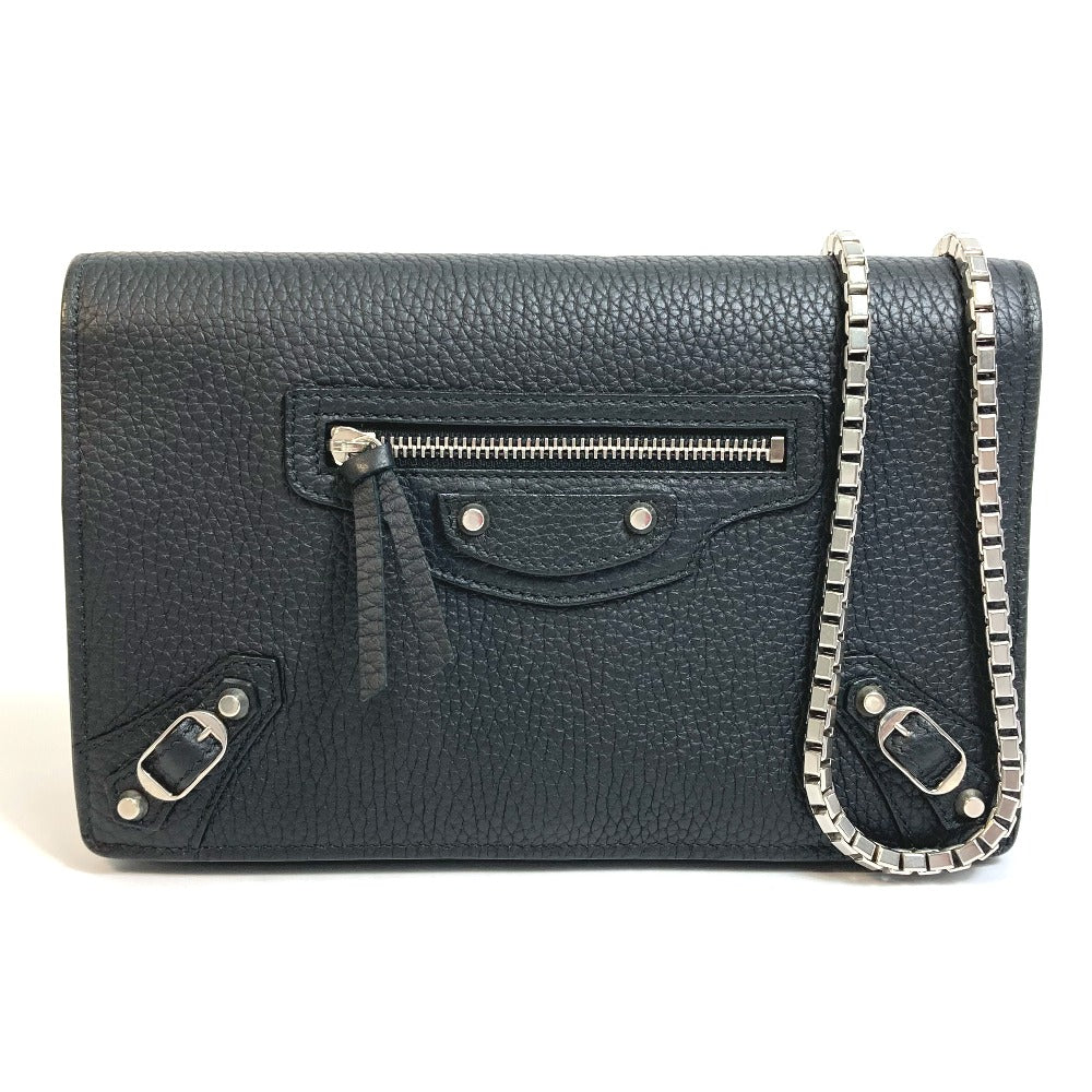 BALENCIAGA Shoulder Bag 444168 leather black Chain wallet Women