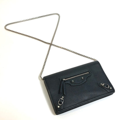 BALENCIAGA Shoulder Bag 444168 leather black Chain wallet Women