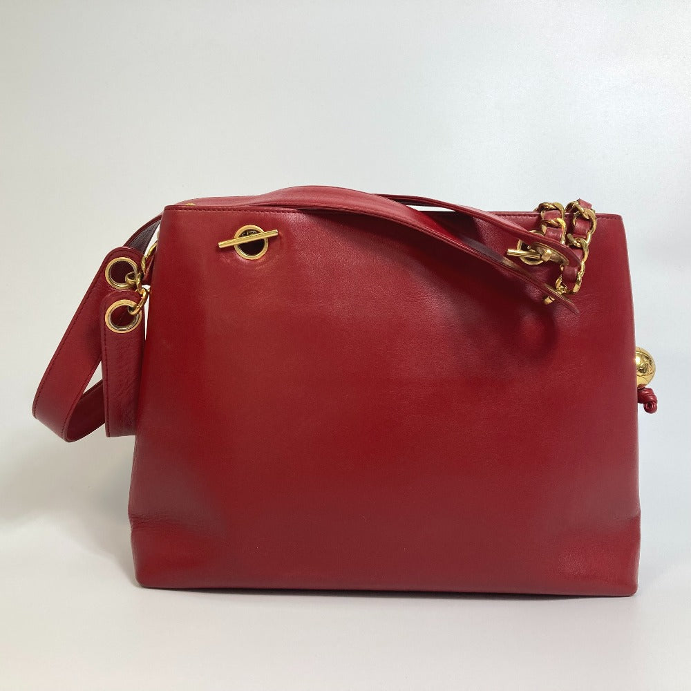 CHANEL Shoulder Bag lambskin Red CCCOCO Mark Turnlock outside flap Women Used