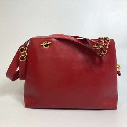 CHANEL Shoulder Bag lambskin Red CCCOCO Mark Turnlock outside flap Women Used