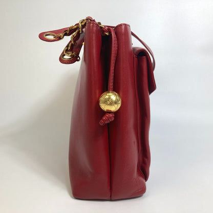 CHANEL Shoulder Bag lambskin Red CCCOCO Mark Turnlock outside flap Women Used