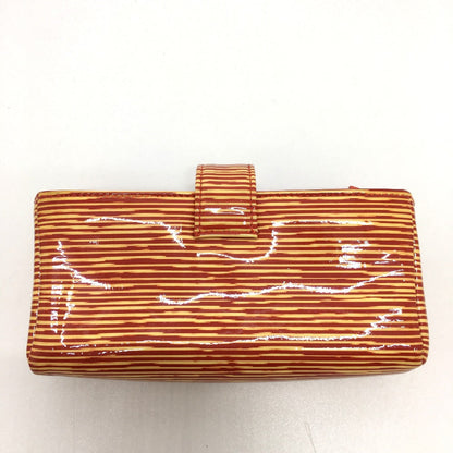 CHANEL Pouch Patent leather Orange CC COCO Mark border Women Used