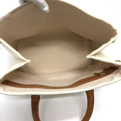 CELINE Tote Bag Canvas / leather white logo Tote Bag Women Used