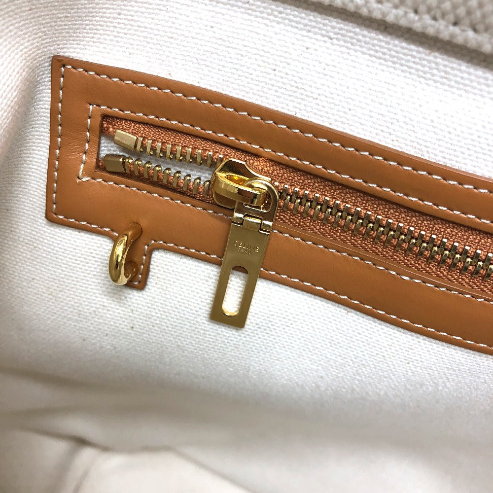 CELINE Tote Bag Canvas / leather white logo Tote Bag Women Used