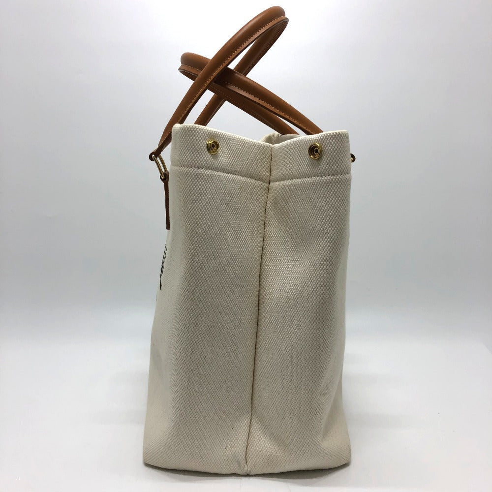 CELINE Tote Bag Canvas / leather white logo Tote Bag Women Used