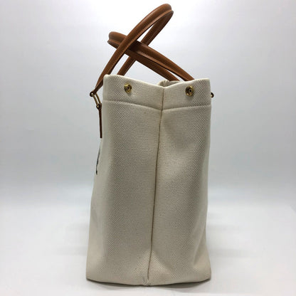CELINE Tote Bag Canvas / leather white logo Tote Bag Women Used