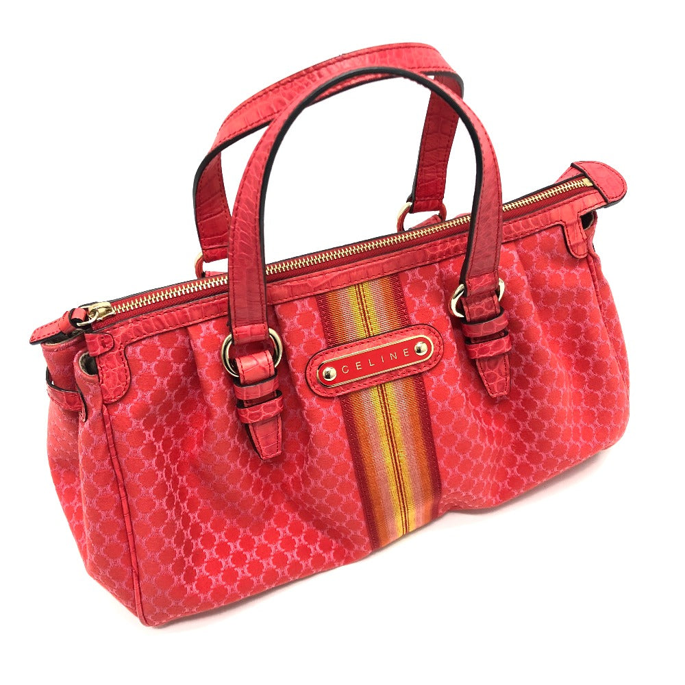 CELINE Handbag Canvas / leather Red type Macadam Women Secondhand