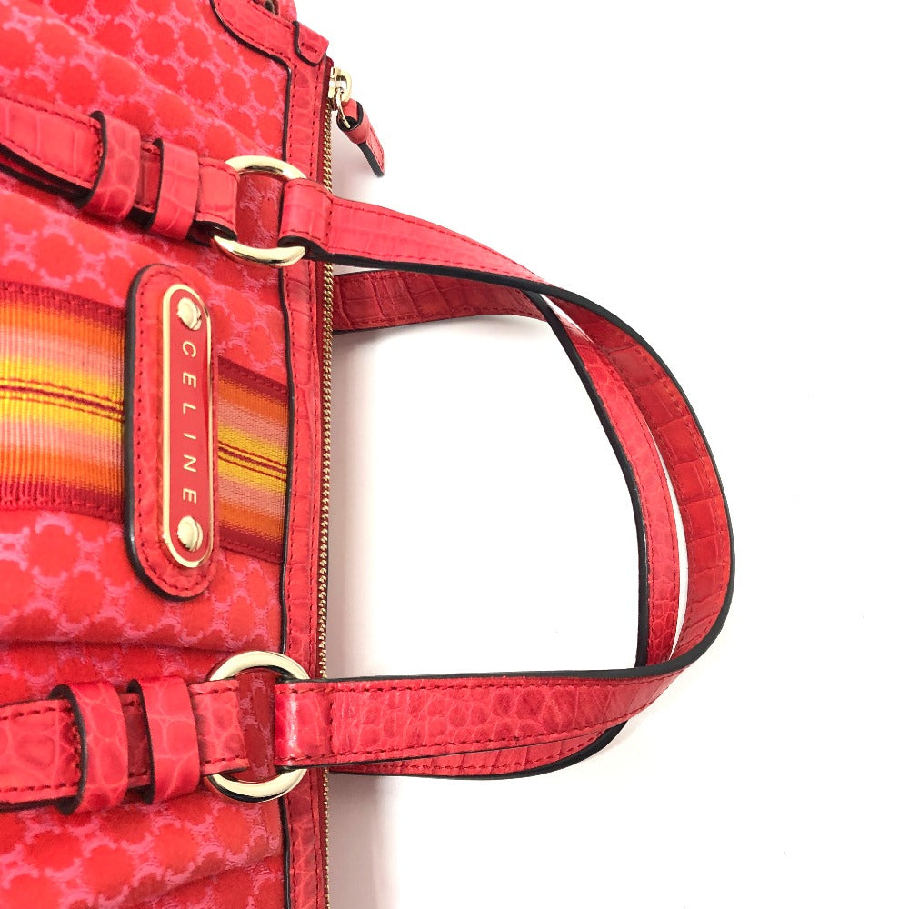 CELINE Handbag Canvas / leather Red type Macadam Women Secondhand