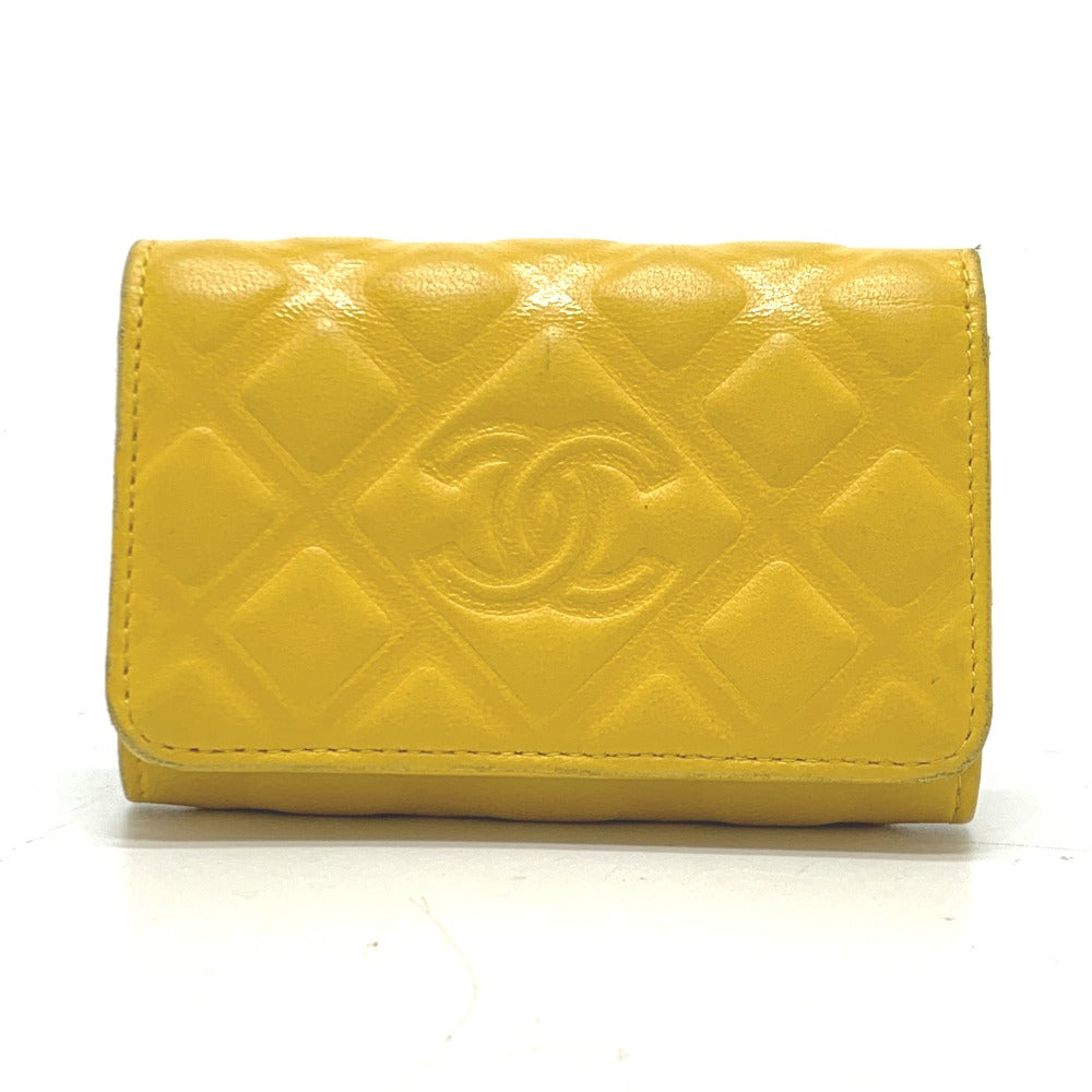 CHANEL Key case Key holder  Calfskin yellow COCO Mark Diamond CC Women Used