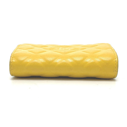 CHANEL Key case Key holder  Calfskin yellow COCO Mark Diamond CC Women Used