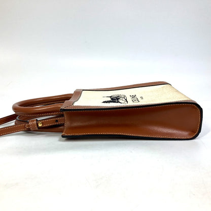 CELINE Shoulder Bag 193302DCI.02NT Canvas / leather beige Carriage Vertical hippo mini Women Secondhand