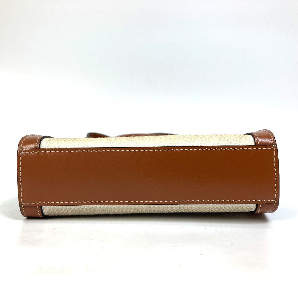 CELINE Shoulder Bag 193302DCI.02NT Canvas / leather beige Carriage Vertical hippo mini Women Secondhand